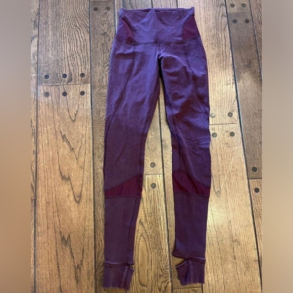 Lululemon Maroon Multi-textured High Rise Leggings Size 6 - Picture 1 of 6